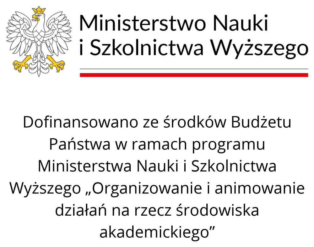 Dofinansowano ze środków Budżetu Państwa w ramach programu Ministerstwa Nauki i Szkolnictwa Wyższego „Organizowanie i animowanie działań na rzecz środowiska akademickiego”